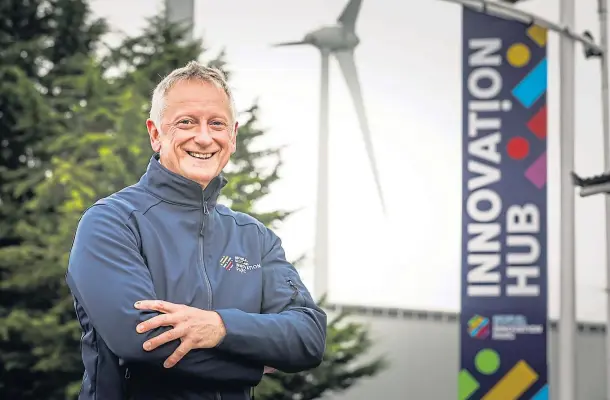  ??  ?? BRIGHT FUTURE: CEO Greig Coull is confident hundreds of high-quality sustainabl­e jobs will be created at the Michelin Scotland Innovation Parc.