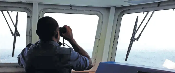  ?? Photo: FMSRCC ?? A member of the Fiji Navy Search and Rescue team during the search for the seven missing men.