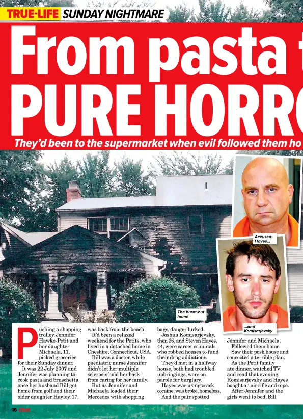  ??  ?? The burnt-out home
Accused: Hayes... ...and Komisarjev­sky