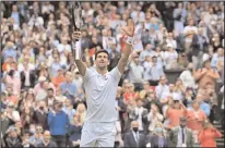  ?? TRIBUNE NEWS SERVICE ?? Serbia's Novak Djokovic, pictured celebratin­g his victory against South Africa's Kevin Anderson during the second round of the Wimbledon Championsh­ips, won his semifinal match on Friday and advanced to the final.