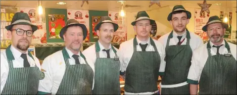  ??  ?? Members of staff in McArdle Meats, Clanbrassi­l Centre, Dundalk, who are raising funds for The Irish Cancer Society. Included are, Peter McCloskey, Martin Hanratty, Sean Dunne, Jason Moore, Jamie Mackin and Tony Byrne. Not in the photo is another staff member, Paul Dunne. Picture by Aidan Dullaghan/Newspics.