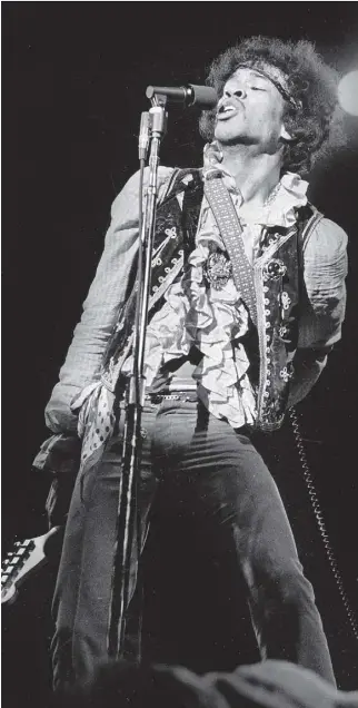  ??  ?? June 18, 1967: Jimi Hendrix performs at the Monterey Pop Festival.
