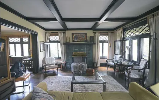  ?? Nate Guidry/Post-Gazette photos ?? Former resident Ken Bado loved the coffered ceiling in what is now the Gallicks' house in Bellevue.