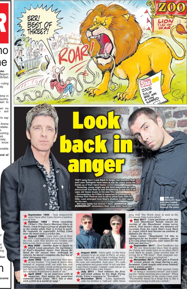  ??  ?? ®ÊSIBLING RIVALRY: Noel and Liam traded blows and insults through the years