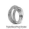  ??  ?? Triple Band Pavé Snake chain pattern Sterling Silver ring Dhs495