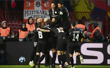  ?? (Photo AFP) ?? Le troisième but de Marquinhos a délivré les Parisiens après une entame de seconde période compliquée.