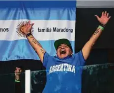  ?? Reuters ?? Diego Maradona exults during the match between Karlovic and del Potro.