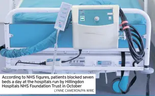  ?? LYNNE CAMERON/PA WIRE ?? According to NHS figures, patients blocked seven beds a day at the hospitals run by Hillingdon Hospitals NHS Foundation Trust in October