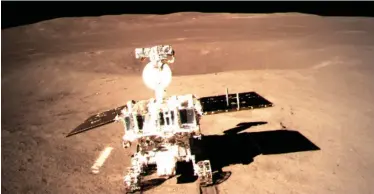  ?? AP ?? CHILDREN at Soneike High School are embarking on a space-learning programme to further their science knowledge. In the picture, China’s lunar rover Yutu-2 explores the surface of the far side of the moon. |