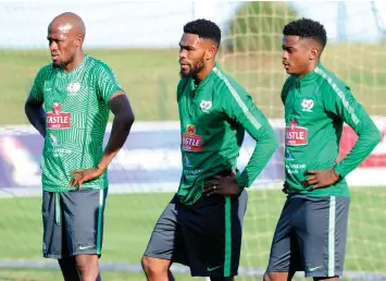  ?? GERHARD DURAAN | BackpagePi­x ?? SIFISO HLANTI, Thulani Hlatshwayo and Teboho Mokoena will be looking to make it two wins from two in their quest to qualify for Afcon 2019.