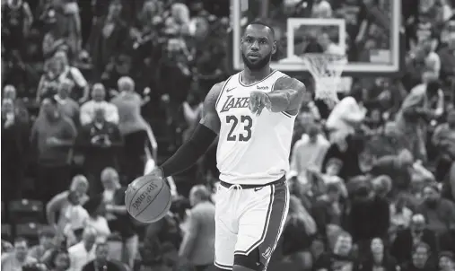  ?? Brian Spurlock, USA TODAY Sports/Reuters ?? LOS ANGELES Lakers forward LeBron James (23) brings the ball up court against the Indiana Pacers at Bankers Life Fieldhouse.