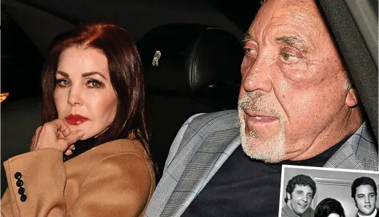  ??  ?? Affection: Priscilla Presley and Tom Jones in Hollywood last month. Inset: With Elvis, right, in 1968