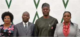  ??  ?? Oyo State Governor, Seyi Makinde (middle); his wife and chairperso­n, Oyo State Agency for the control of AIDS (OYSACA), Tamunomini­ni Makinde (right); SACA, Project Manager, Ogunkunle Olukayode (second left) and one of the Board members, Bukky Alabi during the inaugurati­on of the board members of SACA held at Governor’s Office, Secretaria­t, Ibadan.