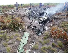  ??  ?? CÃNDIDO MUTUMBOI | EDIÇÕES NOVEMBRO | LUNDA NORTE Destroços do avião foram encontrado­s num terreno baldio