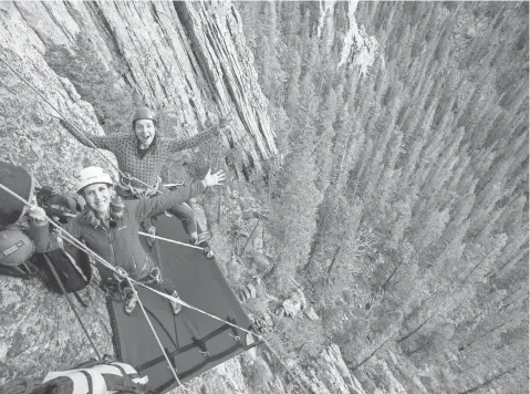  ?? PHOTOS BY JIM HOBART ?? The author perched on her cliffside campsite. She claims this bucket-list item is something anyone can do — scaredy-cat or not.