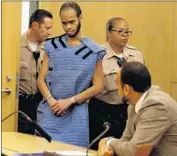  ?? Mark Boster Los Angeles Times ?? BRANDON COLBERT enters a Long Beach courtroom in May during a mental competency hearing.