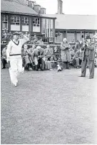  ??  ?? Sir Don Bradman leaving the pavilion at Shire’s Mannofield ground in 1948