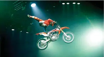  ?? Submitted photo ?? Moto Xtreme Circus brings freestyle motocross, the Globe of Death and more to the Four States Fairground­s at 7 p.m. Tuesday.