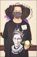  ??  ?? Tanya Russ wears a shirt with the image of the late Supreme Court Justice Ruth Bader Ginsburg.