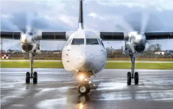  ?? Bild: Stefan Bennhage ?? Fokker 50, som Skyways flög med till och från Halmstad, är nu åter aktuell för flygtrafik mellan Halmstad och Bromma.