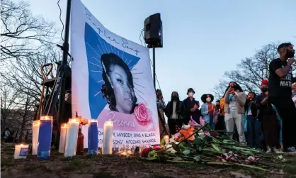  ?? Photograph: Allison Bailey/Rex/ Shuttersto­ck ?? A vigil for Breonna Taylor on 13 March in Washington DC to mark the first anniversar­y of her death.