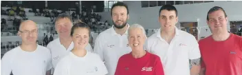  ??  ?? City of Sunderland Masters swimmers, from left to right: Chris Toop, Graeme Shutt, Imogen Fife, Neil Shutt, Lindy Woodrow, Conor Crozier and Mark Robinson.