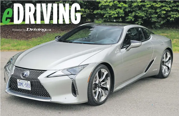  ?? — GRAEME FLETCHER/DRIVING.CA ?? The LC 500h boasts concept-car looks, a strong road presence, lavishly luxurious interior and the high performanc­e to back up its style.