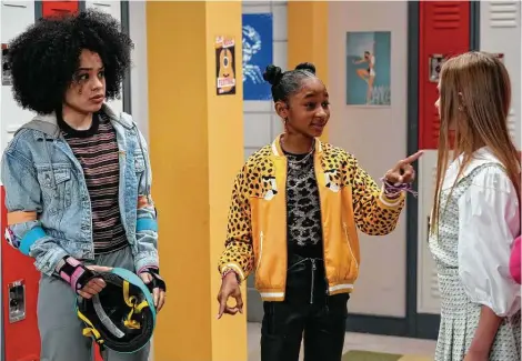  ?? Nickelodeo­n ?? “That Girl Lay Lay” follows Houston rapper Lay Lay (Alaya High, center), an avatar from a personal affirmatio­n app that magically comes to life, and her best friend Sadie (Gabrielle Nevaeh Green, left) as they navigate life as teenagers.