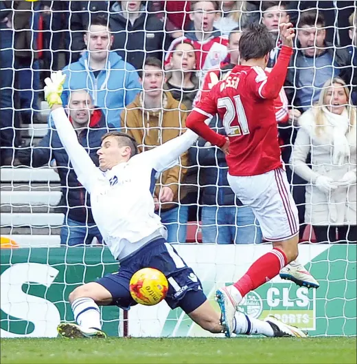  ?? PICTURES: Action Images ?? MAGIC MARCO: Leeds United’s Marco Silvestri saves a shot from Middlesbro­ugh’s Jelle Vossen