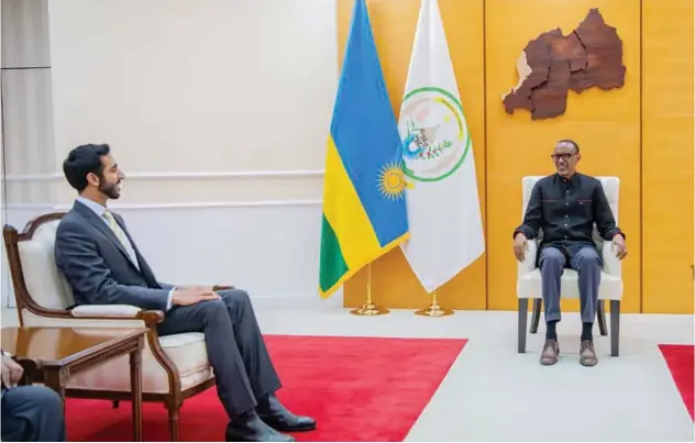  ?? ?? ↑
Sheikh Shakhboot Bin Nahyan Bin Mubarak Al Nahyan and Paul Kagame during the meeting.