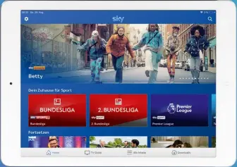  ?? ?? Aus einer reichhalti­gen Auswahl an nonlineare­n Inhalten, Sport und linearen Tv-sendern kann der Sky-q-nutzer mobil via ipad, Android-tablett oder Smartphone auswählen