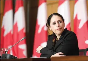  ?? The Associated Press ?? Valerie Gideon, Associate Deputy Minister of Indigenous Services, participat­es in a news conference on the COVID-19 pandemic in Ottawa on Jan. 27.