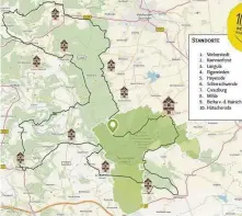  ?? CAROLIN STELLEY ?? Die Grafik zeigt die geplanten Standorte am Hainichlan­dweg für insgesamt zehn Insektenho­tels.
