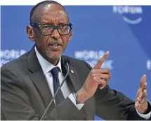  ?? ?? Pointing fingers: Paul Kagame at Davos yesterday