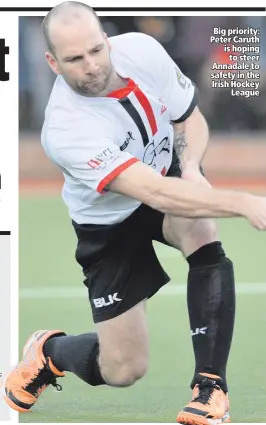  ??  ?? Big priority: Peter Caruth is hoping
to steer Annadale to safety in the Irish Hockey
League