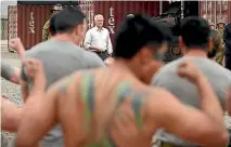  ??  ?? Malcolm Turnbull receives a Maori welcome from New Zealand troops during his visit to Camp Taji in Iraq.