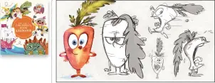  ?? ?? Alternate poses and expression­s for Florence the Talking Carrot, as drawn by US illustrato­r Kyle Beckett.