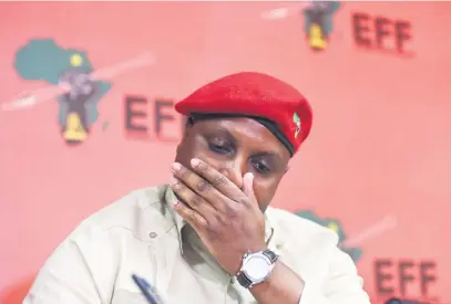  ?? Picture: Refilwe Modise ?? DENIAL. Economic Freedom Fighters deputy president Floyd Shivambu at yesterday’s press briefing, where he denied receiving R10 million from his brother, Brian.
