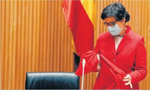  ?? J. J. GUILLÉN / EFE ?? Arancha González Laya, ministra de Asuntos Exteriores, ayer en el Congreso de los Diputados.