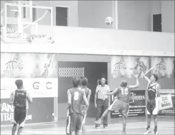  ??  ?? Part of the action between Plaisance Guardians and Sonics in the U23 division of the Georgetown Amateur Basketball Federation (GABA) Knockout Championsh­ip at the Cliff Anderson Sports Hall, Homestretc­h Avenue on Monday.