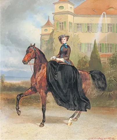  ?? DOROTHEUM ?? „Kaiserin Elisabeth von Österreich als Braut zu Pferd in Possenhofe­n“, 1853.