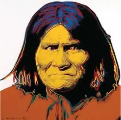  ??  ?? Andy Warhol (1928-1987), Geronimo (from Cowboys and Indians), 1986, screenprin­t. Courtesy of Jack and Valerie Guenther. © 2017 The Andy Warhol Foundation for the Visual Arts, Inc. Licensed by Artists Rights Society (ARS), New York.