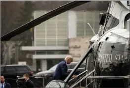  ?? ANDREW HARNIK — THE ASSOCIATED PRESS ?? President Joe Biden boards Marine One after visiting Walter Reed National Military Medical Center in Bethesda, Md., on Thursday to travel back to the White House.