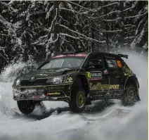  ?? Photos: Jakob Ebrey, mcklein-imagedatab­ase.com ?? Ahlin tackles Rally Sweden in 2018 in his Skoda