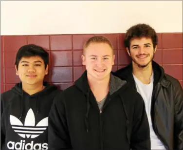  ?? SUBMITTED PHOTO ?? Avon Grove students, from left to right, Long Tran, Shaun Kushnerock and Josh Prosser helped save a life at the Jennersvil­le YMCA.