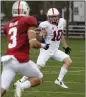  ?? JOHN GREEN — BAY AREA NEWS GROUP ?? Stanford free safety Zach Hoffpauir (10) covers wide receiver Michael Rector during their spring football game in 2016.