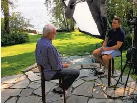 ?? PHOTO CONTRIBUTE­D BY JASON HEHIR ?? Former Bulls coach Phil Jackson welcomed the filmmakers of “The Last Dance” to his residence in Montana to share his insight for the film series on the 1990s Bulls and the team’s final championsh­ip run in 1997-98.