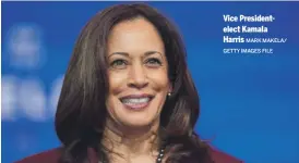  ?? MARK MAKELA/ GETTY IMAGES FILE ?? Vice Presidente­lect Kamala Harris