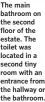  ?? ?? The main bathroom on the second floor of the estate. The toilet was located in a second tiny room with an entrance from the hallway or the bathroom.