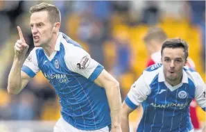  ??  ?? LEVEL BEST Steven MacLean wheels away after netting Saints’ equaliser.